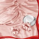 Vielit 2 darabos szatén párnahuzat hajra és bőrre rózsaszín, 40x80cm, 2 hajgumi - outlet termék