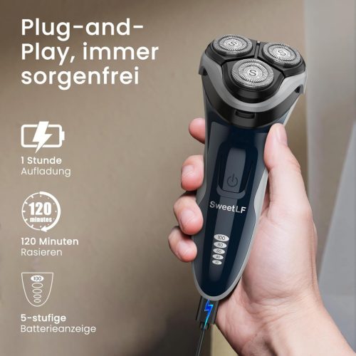 SweetLF férfi elektromos borotva precíziós trimmerrel, szakállvágó, nedves és száraz - outlet termék