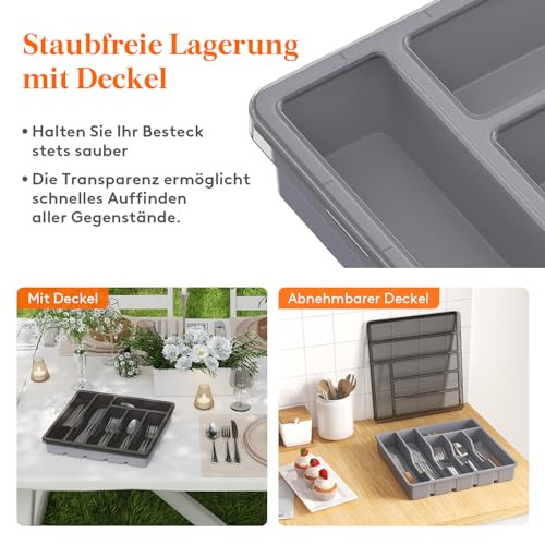 Lifewit evőeszköztartó fedéllel, evőeszköz tároló konyhai fiókhoz és munkalaphoz - outlet termék