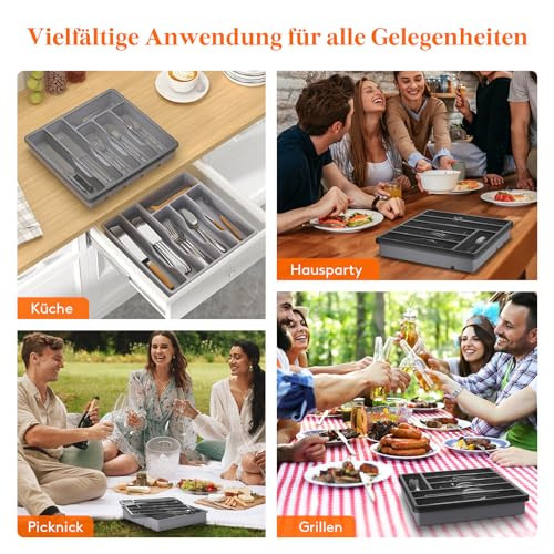 Lifewit evőeszköztartó fedéllel, evőeszköz tároló konyhai fiókhoz és munkalaphoz - outlet termék