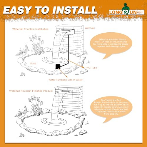 LONGRUNNEW vízesés pengék készlet, 60 cm rozsdamentes acél medence szökőkút - outlet termék