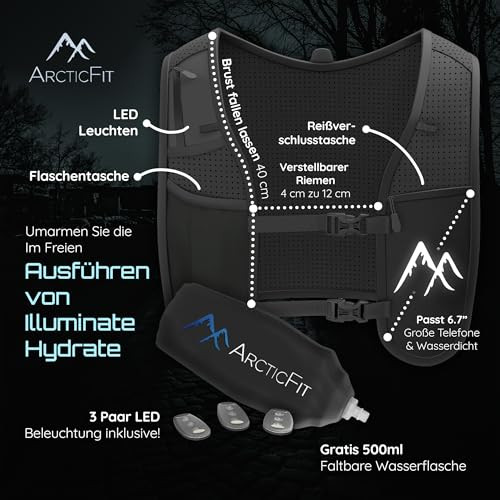 ArcticFit LED futómellény - állítható uniszex fényvisszaverő mellény telefon tartóval - outlet termék