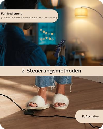 EDISHINE állólámpa, íves, távirányítóval, E27 izzó, állítható magasság és irány - outlet termék