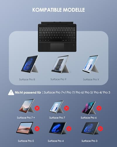 Qulose Surface Pro billentyűzet Microsoft Surface Pro 8/9/X-hez, vezeték nélküli - outlet termék