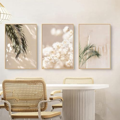 Beige otthoni dekorációs poszter, modern nád növény dekorációs tájkép festmény - outlet termék