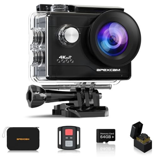 Apexcam M80Air akciókamera 64 GB kártya, 4K30FPS, 20 MP, WiFi, víz alatti kamera, 40 - outlet termék