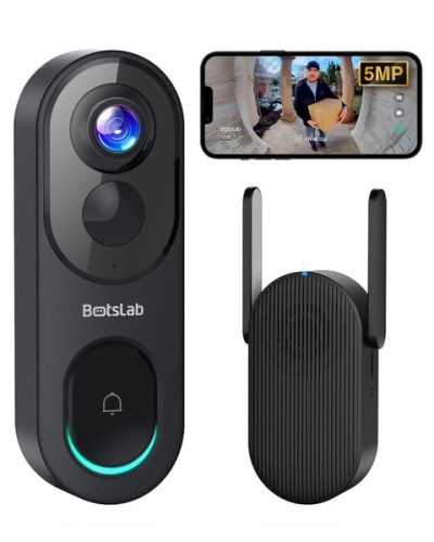 BOTSLAB 5MP vezeték nélküli videó kapucsengő 360°-os nézet, 150 napos akkumulátor - outlet termék