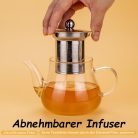 Honneeo üveg teáskanna 450 ml levehető rozsdamentes acél szűrővel - outlet termék