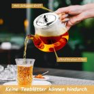 Honneeo üveg teáskanna 450 ml levehető rozsdamentes acél szűrővel - outlet termék