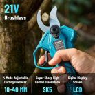 Seesii 40 mm akkumulátoros metszőolló 2 x 2000 mAh akkumulátor, kefe nélküli motor - outlet termék