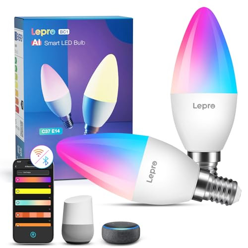 Lepro AI Smart BC1 izzó, 4.9 W, 470 LM, E14, szabályozható, meleg fehér/hideg fehér - outlet termék