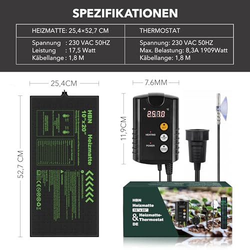 HBN fűtőszőnyeg növényekhez termosztáttal 52 x 25 cm, csíráztatás, magvak - outlet termék
