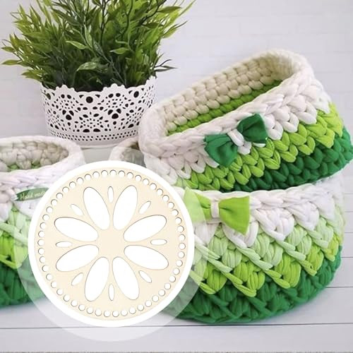 2 darabos kosár alap horgoláshoz, természetes fa kosár, kör alakú üres horgolt kosár - outlet termék