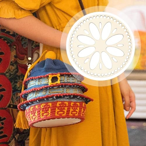 2 darabos kosár alap horgoláshoz, természetes fa kosár, kör alakú üres horgolt kosár - outlet termék