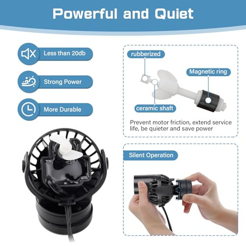 hygger 6W akváriumi hullámpumpa fekete, kerámia, 360° forgatható, 5000L/H, 230V - outlet termék