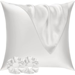   Vielit 2 darabos szatén párnahuzat hajra és bőrre 80x80 cm, krém, 2 hajgumi - outlet termék