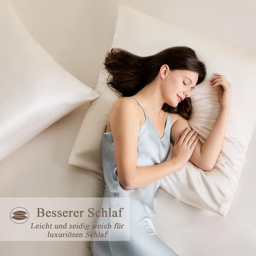 Vielit 2 darabos szatén párnahuzat hajra és bőrre 80x80 cm, bézs, 2 hajgumi - outlet termék