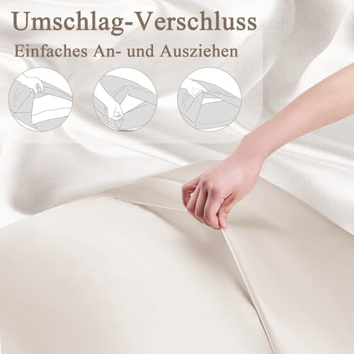 Vielit 2 darabos szatén párnahuzat hajra és bőrre 80x80 cm, bézs, 2 hajgumi - outlet termék