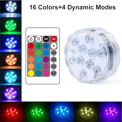 Submersible LED Lights, LED víz alatti lámpák távirányítóval, többszínű RGB víz - outlet termék