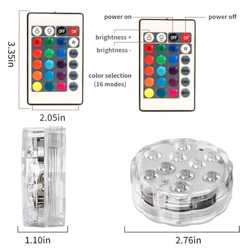 Submersible LED Lights, LED víz alatti lámpák távirányítóval, többszínű RGB víz - outlet termék