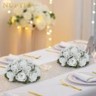 NUPTIO fehér rózsa virággömb művirág: 2 darabos 22 cm átmérőjű mű fátyolvirág - outlet termék