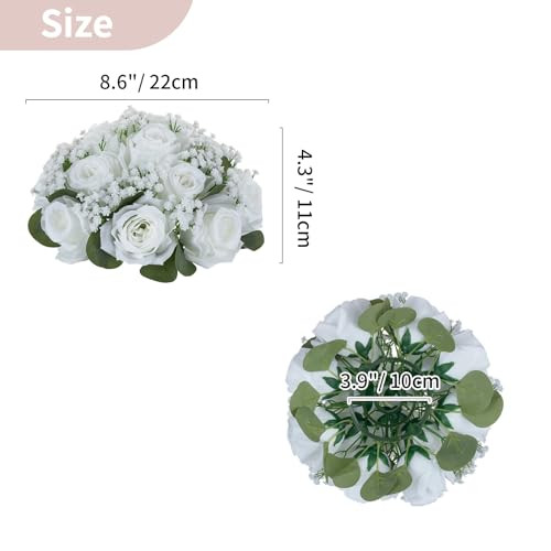 NUPTIO fehér rózsa virággömb művirág: 2 darabos 22 cm átmérőjű mű fátyolvirág - outlet termék