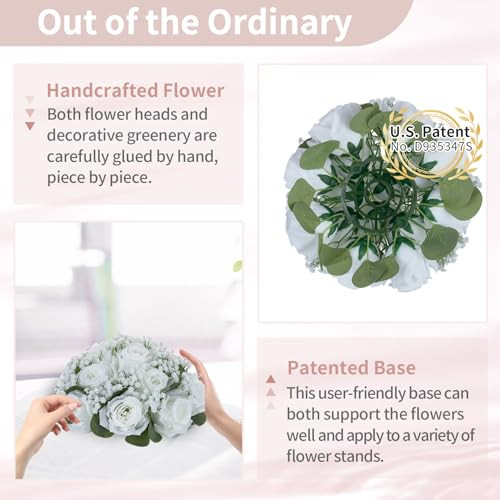 NUPTIO fehér rózsa virággömb művirág: 2 darabos 22 cm átmérőjű mű fátyolvirág - outlet termék