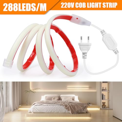 Wisada AC220-240V neon LED szalag öntapadós, 2m 288LED/m szuperfényes rugalmas FCOB - outlet termék