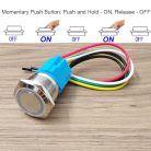 Gebildet 22mm nyomógomb kábelcsatlakozóval, 3A/110V-230 VAC, 1NO 1NC, SPDT, be/ki - outlet termék