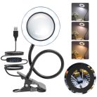 URAQT nagyítós lámpa 3X 56 LED, 3 szín, 10 fényerő, USB csíptetős - outlet termék