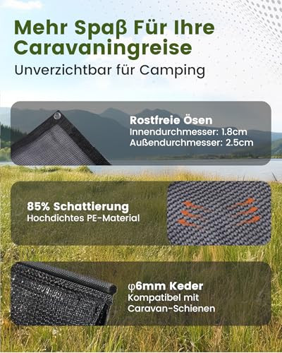 Ezcasch napellenző lakókocsihoz 85% látásblokkoló, előlap napellenző, magasság 2,13m - outlet termék