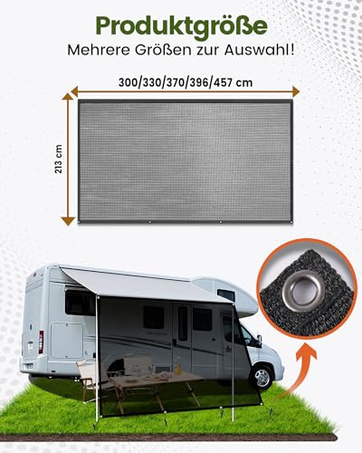 Ezcasch napellenző lakókocsihoz 85% látásblokkoló, előlap napellenző, magasság 2,13m - outlet termék