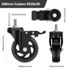 RRIUTO bútorkerék fékkel, 100 mm forgókerék M10 x 30 mm csavarral, szállítókerekek - outlet termék