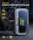 YaberAuto 6500 A indító akkumulátor kompresszorral 160 PSI, PD 65 W, 600 lumen - outlet termék