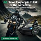 EJEAS Q8 motoros Bluetooth fejhallgató, sisak intercom 6 motoros számára - outlet termék