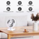 Bigqin USB asztali ventilátor mini, 3 sebesség, 90° állítható, fehér - outlet termék