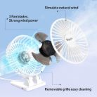Bigqin USB asztali ventilátor mini, 3 sebesség, 90° állítható, fehér - outlet termék
