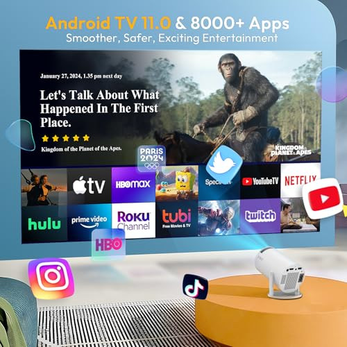 XGODY Gimbal 3 mini projektor Android 11.0, 720P HD, 4K támogatás, 12000 lumen, WiFi - outlet termék