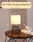 EDISHINE éjjeliszekrény lámpa bézs vászon ernyő, fekete fém talp, E14 LED izzó 2700K - outlet termék