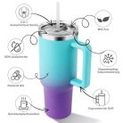 PRAOAHEI 1180 ml termoszbögre szívószállal és fogantyúval (kék-lila) - outlet termék