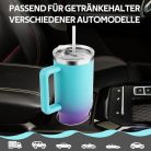 PRAOAHEI 1180 ml termoszbögre szívószállal és fogantyúval (kék-lila) - outlet termék