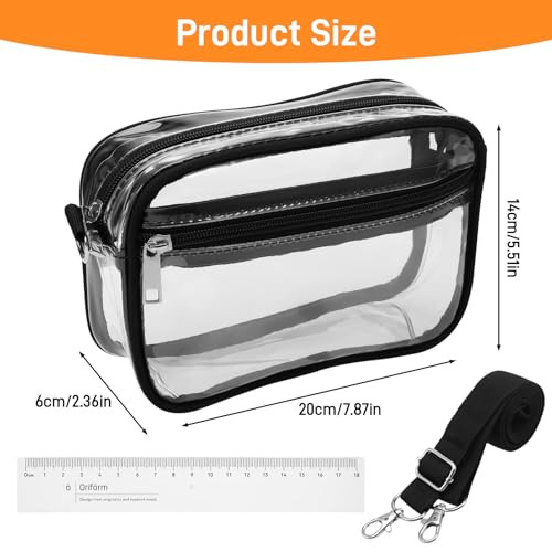 JIANTA nagy átlátszó tolltartó, 18 cm vonalzóval, 2 rekesszel és pánttal - outlet termék