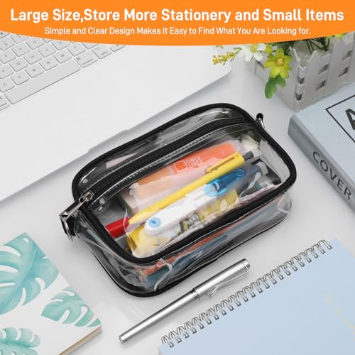 JIANTA nagy átlátszó tolltartó, 18 cm vonalzóval, 2 rekesszel és pánttal - outlet termék