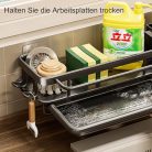 Koolkasa mosogató szervező lefolyótálcával, konyhai szivacstartó mosogató szervező - outlet termék