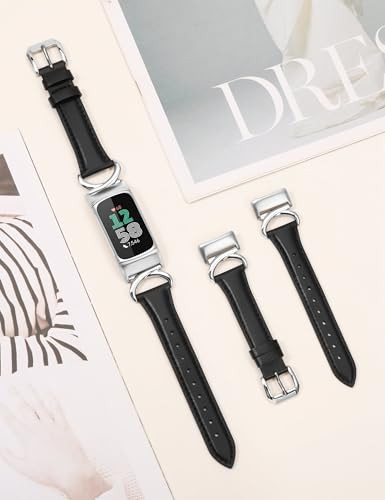 TOYOUTHS bőrszíj Fitbit Charge 6/5 kompatibilis női karcsú, elegáns, C-alakú csattal - outlet termék