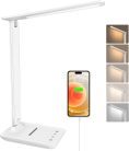 Asztali lámpa USB porttal, 3 világítási mód, összecsukható olvasáshoz, munkához (fehér) - outlet termék