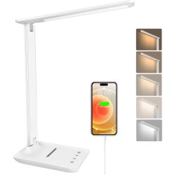  Asztali lámpa USB porttal, 3 világítási mód, összecsukható olvasáshoz, munkához (fehér) - outlet termék