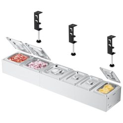   GFTIME pizza hozzávaló tároló, rozsdamentes acél, téglalap alakú, több rekeszes, 39 - outlet termék