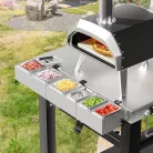 GFTIME pizza hozzávaló tároló, rozsdamentes acél, téglalap alakú, több rekeszes, 39 - outlet termék