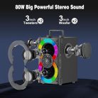 BSZHI Bluetooth hangszóró 80W nagy teljesítményű, vezeték nélküli, TWS, hordozható - outlet termék